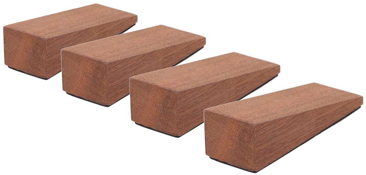 4 Stuks Houten, Houten Look Deur Slip Deurstopper voor Slaapkamer Woonkamer Badkamer Wedge Stop Deurstoppers Stopt Donkerbruin Driehoekig Anti