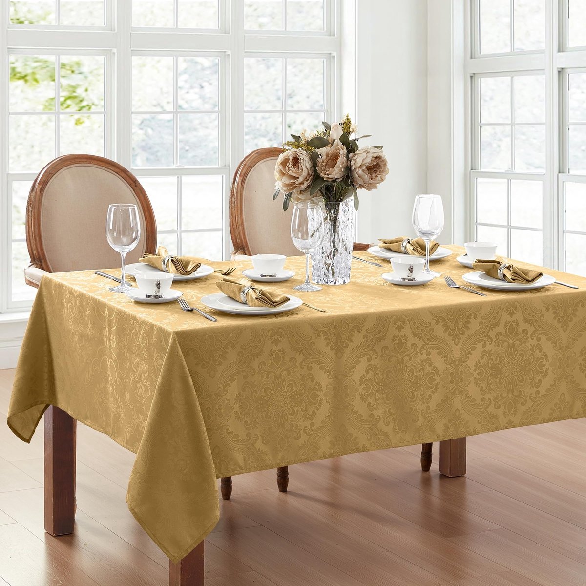 Stunq® Hoogwaardige Polyester Tafelovertrek met Damast Patroon, 132 x 132 cm