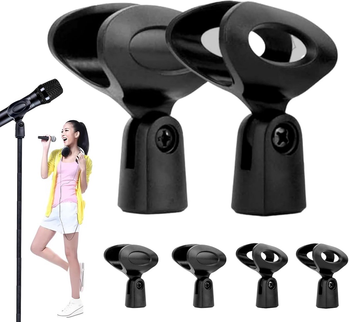6x Microfoonhouder Clips 5/8 - Universele Microfoon Klem voor Draadloze en Bedrade Microfoons