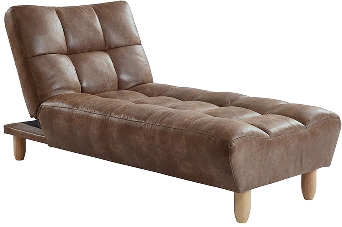 Vente-unique Chaise longue Klik-Klak van gerijpte microvezel ESTEBAN - chocolade vintage L 84 cm x H 87 cm x D 165 cm Bruin