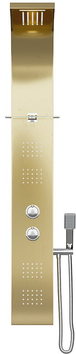 Vente-unique Thermostatische hydromassagedouchekolom - Goud - B45 x H150 cm - JOSTA