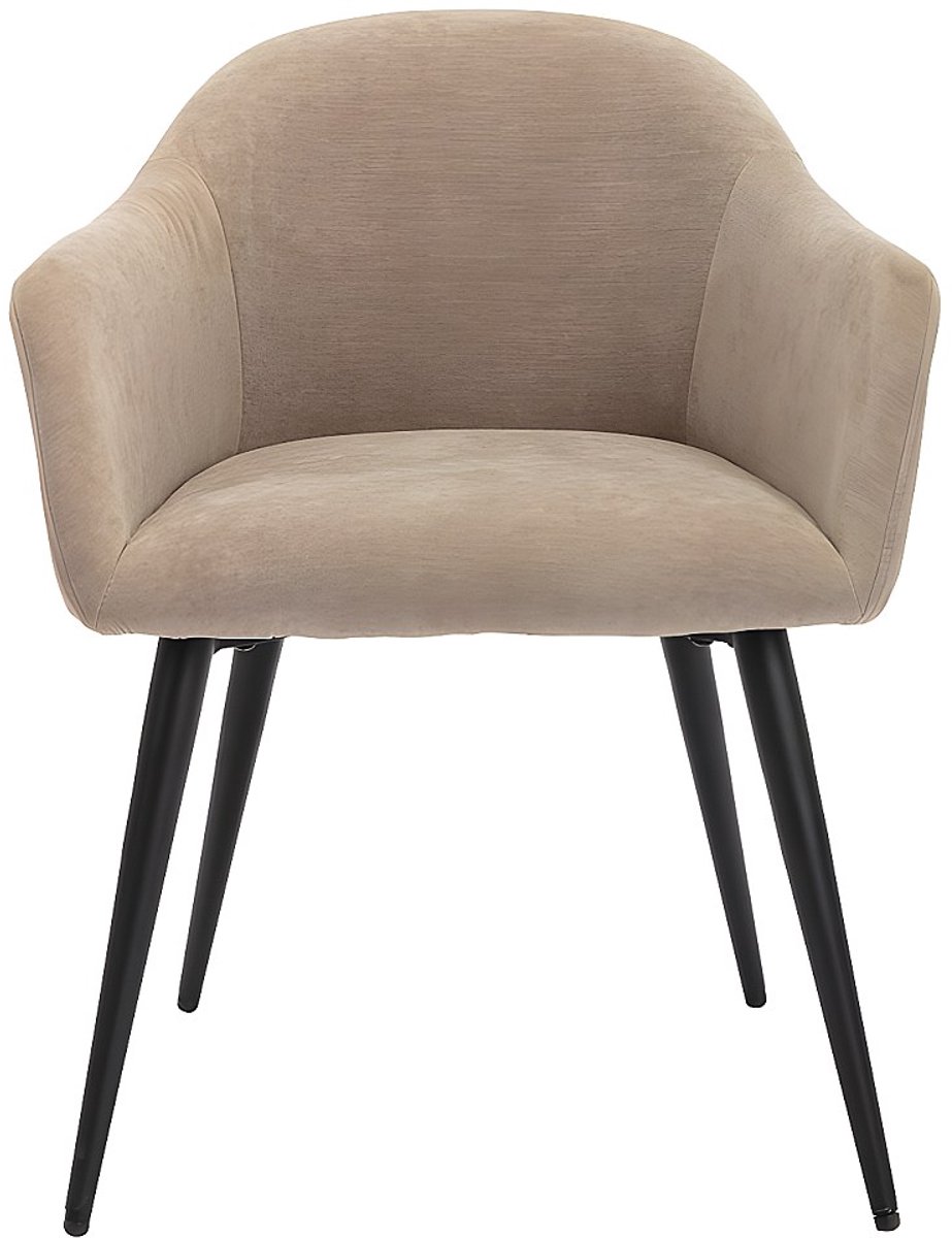 Vente-unique Set van 2 stoelen BIBO - met armleuningen - Fluweel en metaaleffect - Beige