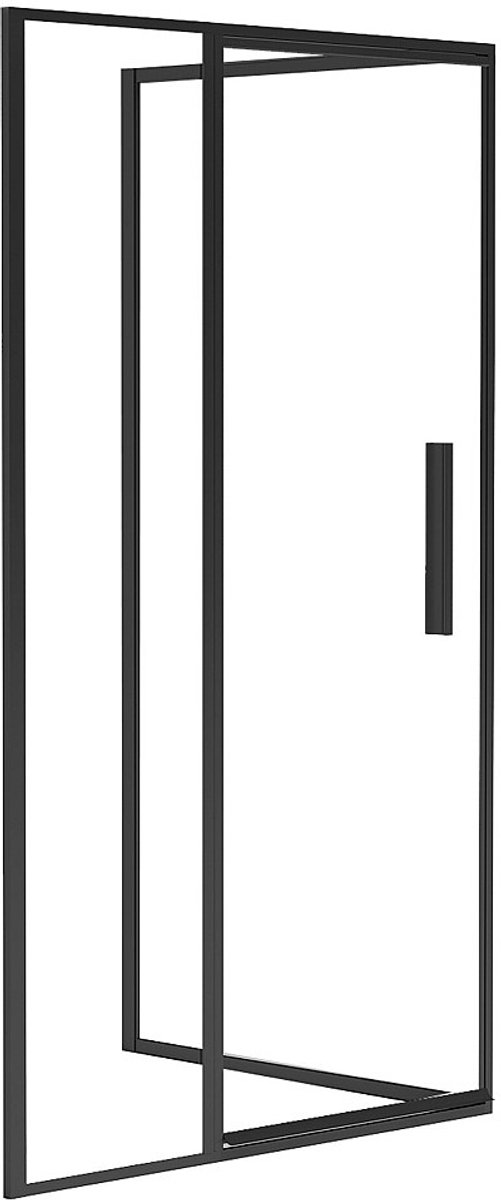 Vente-unique Douchewand met draaideur, mat zwart, industriële stijl - 120 x 80 x 195 cm - TORONI