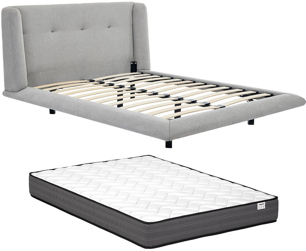 Vente-unique Bedframe stof lichtgrijs 140 x 190 cm
