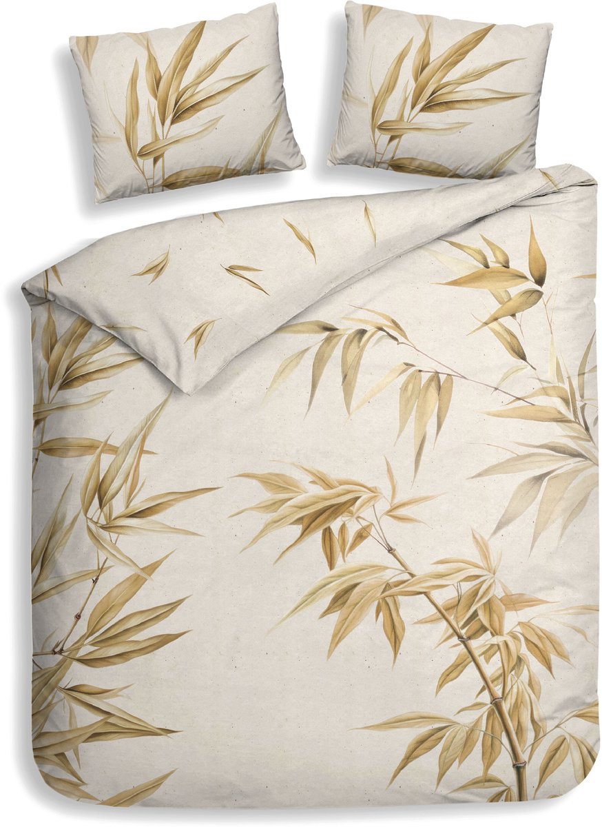 Heckettlane Dekbedovertrek Akio - Bedlinnen met Takken print - 200x220 - Off-White - Dekbedhoes van 100% Katoen-Satijn