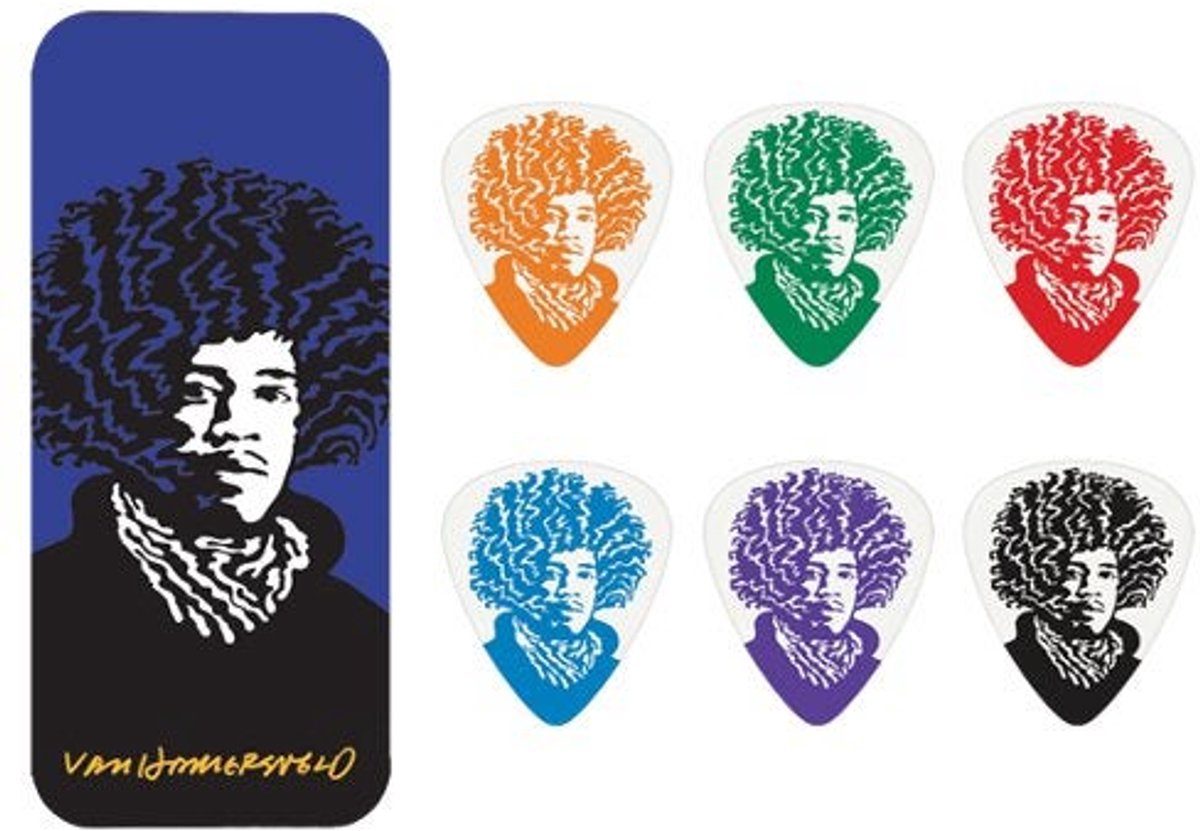 Jim Dunlop Jimi Hendrix - Plectrums - Jimi - Medium - Pick Tin 6 Stuks