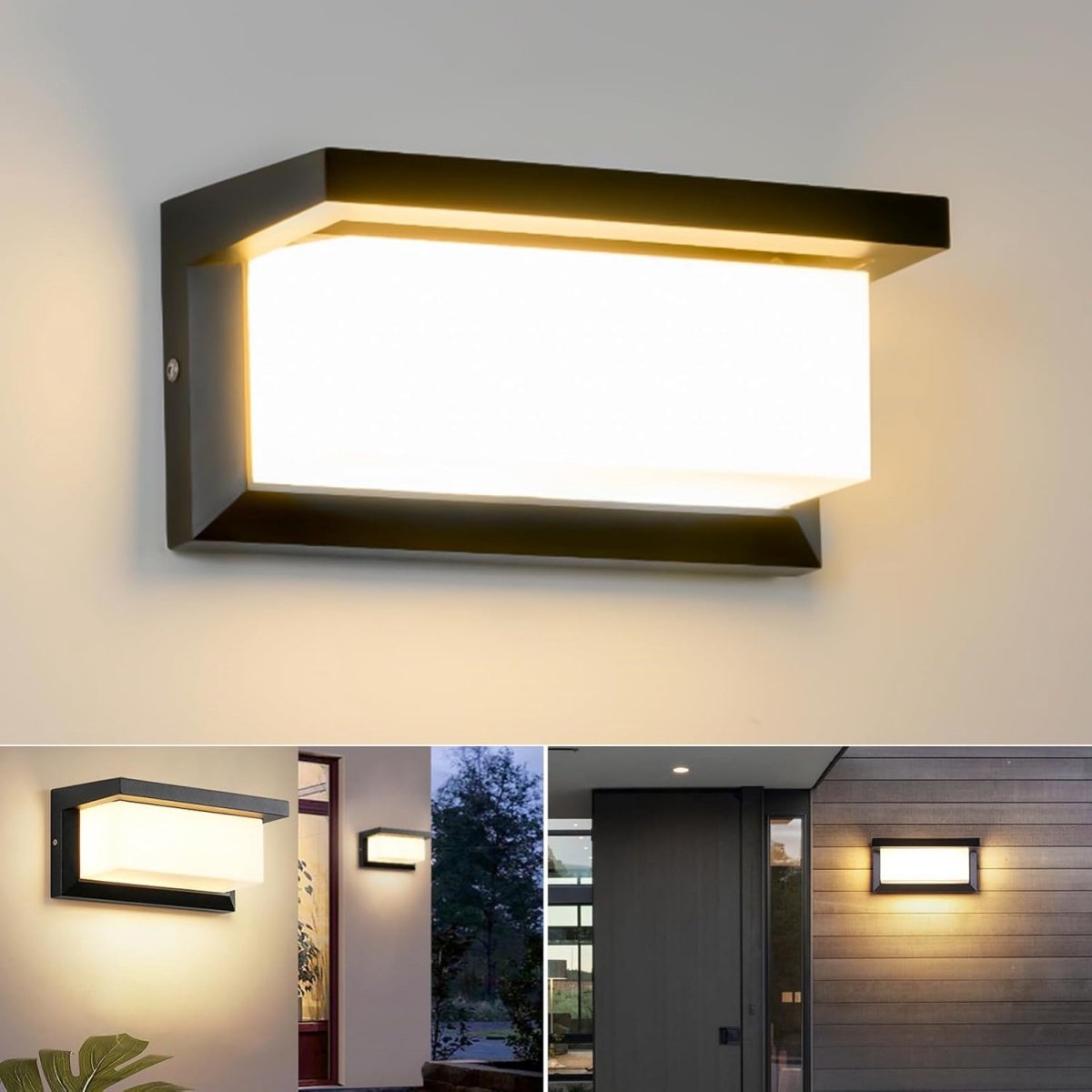 GELLDG LED Wandlamp - Buitenlamp - IP65 Waterdicht - 18W - Warm Wit 3000K - Rechthoekige aluminium buitenwandlamp - 260x125x125MM - Geschikt voor tuinen, voortuinen, badkamers, veranda's en garages