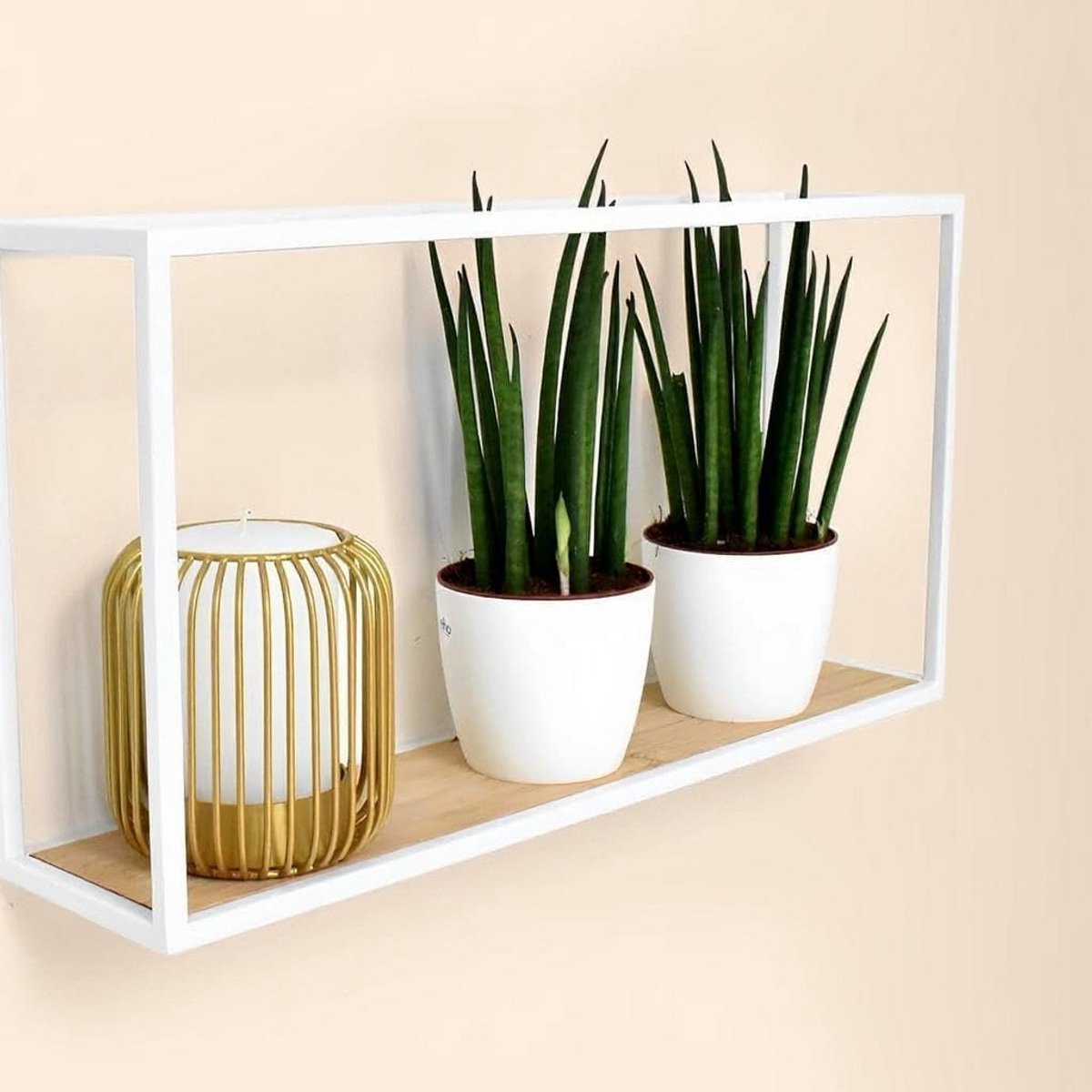 Decoratief Wandrek met Bamboe Accenten - Wit
