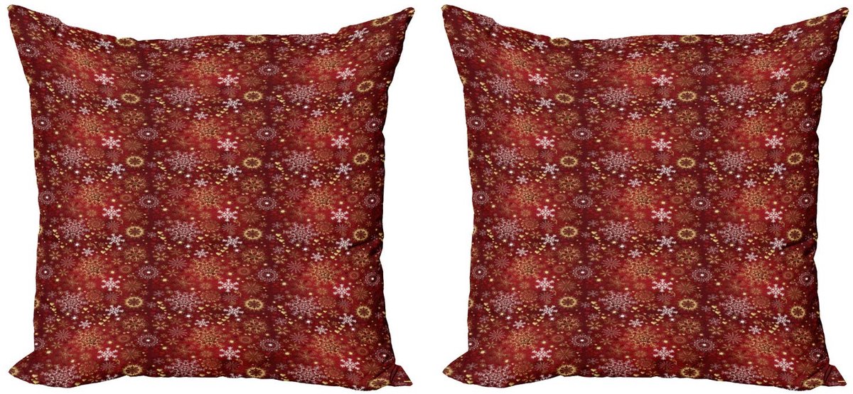 ABAKUHAUS Kussenhoesenset – 2x50x50 cm – Dubbelzijdig bedrukt – Rood/Wit/Geel