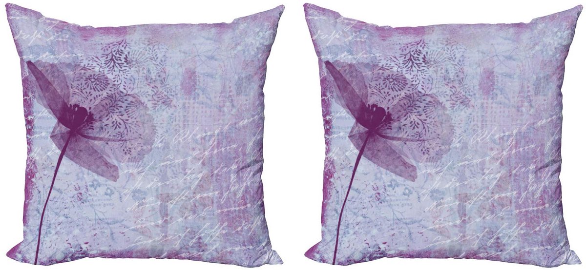 ABAKUHAUS Kussenhoes Set – 2x50x50 cm – Gebloemd, dubbelzijdig Lila