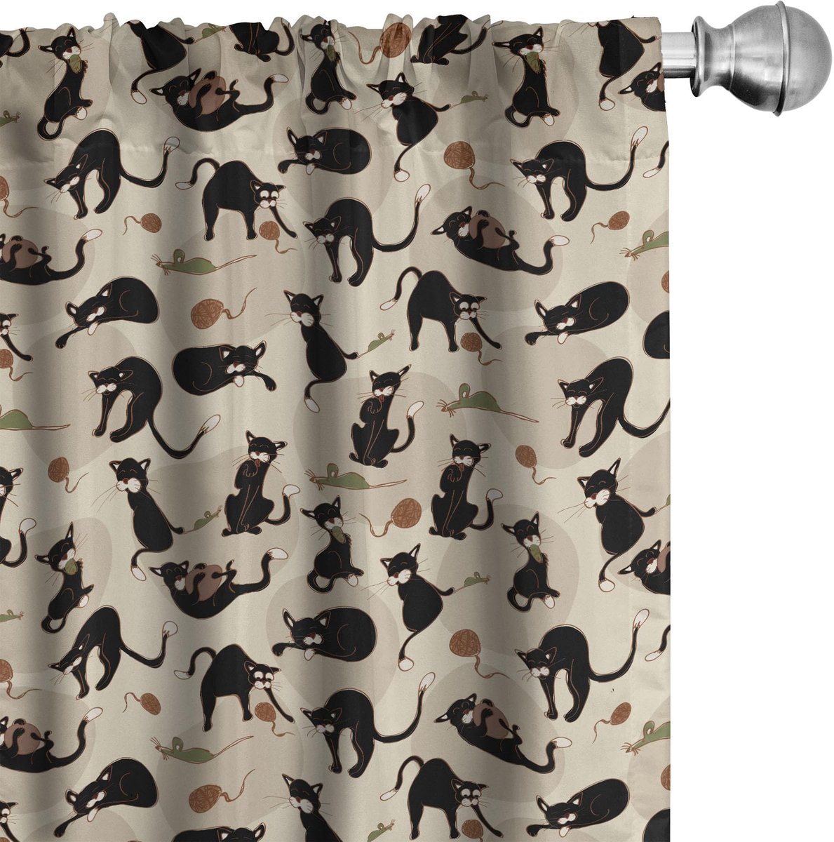 ABAKUHAUS Katten Voorhangen – 2x75x175 cm – Mikrofaser, halfdonker