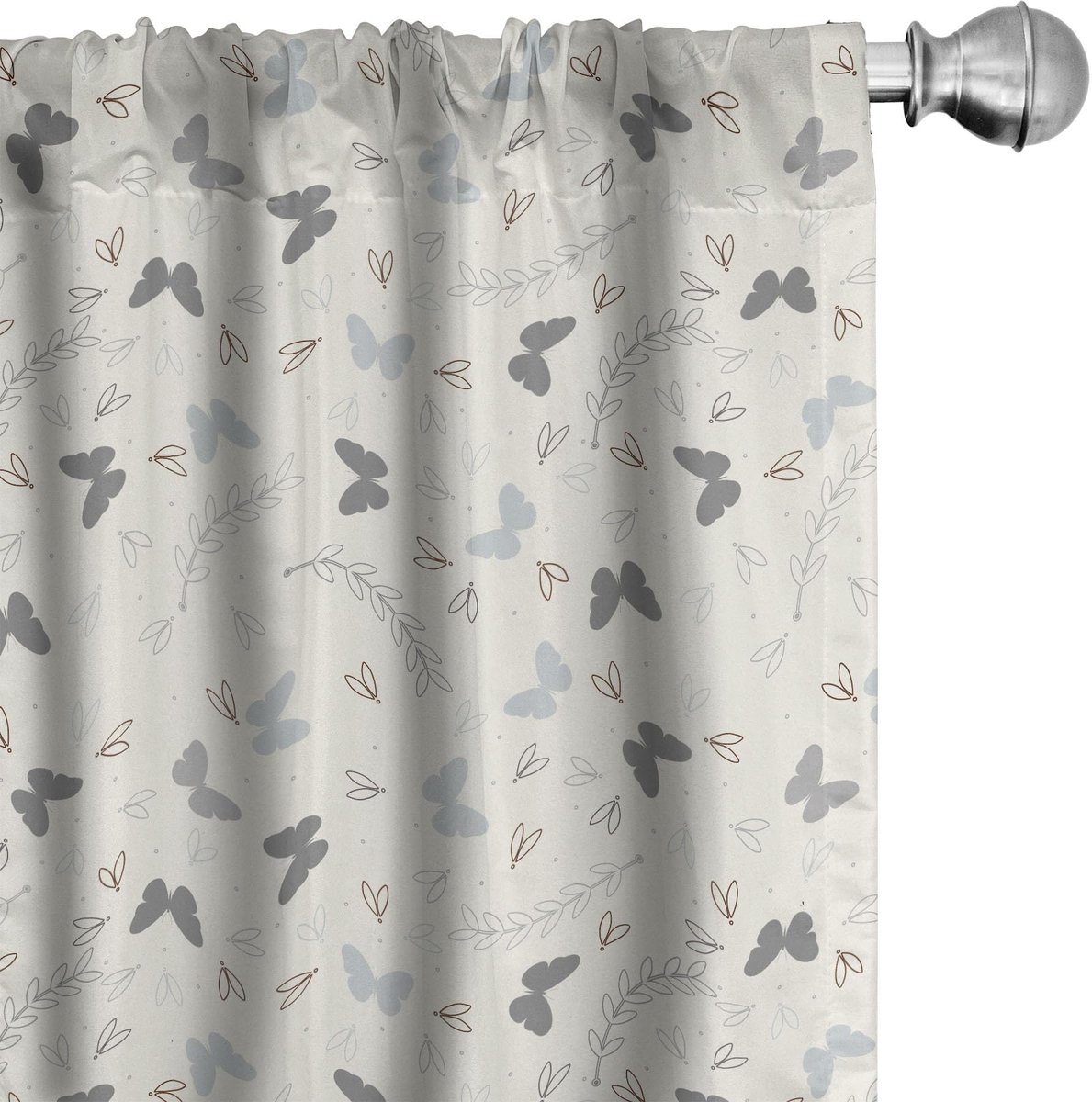 ABAKUHAUS Flora Voorhang – 2x75x245 cm – Microvezel – Halfverduisterend – Grijs/Ivoor