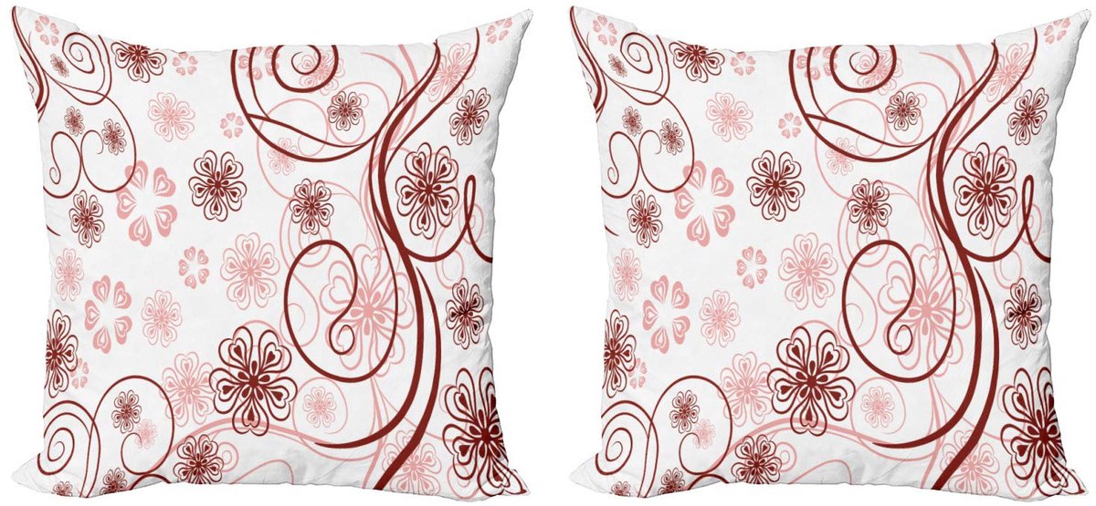 ABAKUHAUS Vintage bloemen kussenhoes set – 50x50 cm – dubbelzijdig Pale Pink