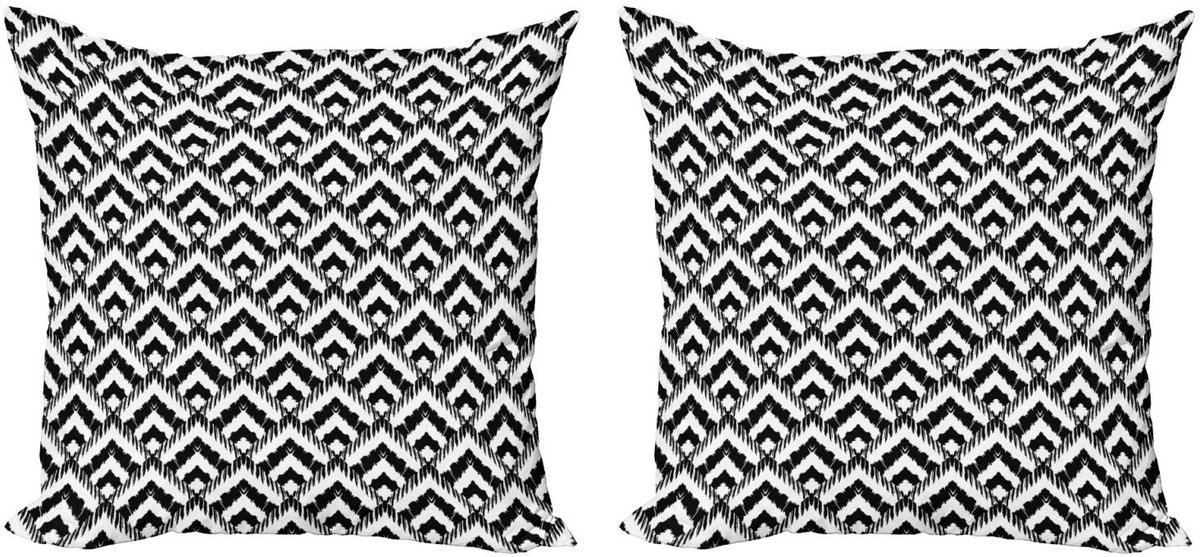 ABAKUHAUS Zwart-Wit Kussenhoes Set – 2x40x40 cm – Dubbelzijdig