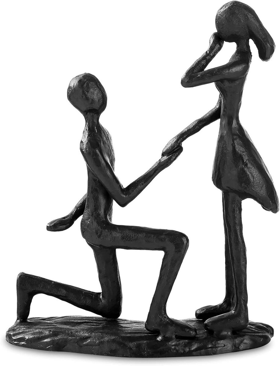 Cosensi - Vintage Metalen Standbeeld Zwart voor Huwelijksbeeldingen aan Tafel - Romantisch Ornament 6 Jaar IJzeren Jubileumgeschenk