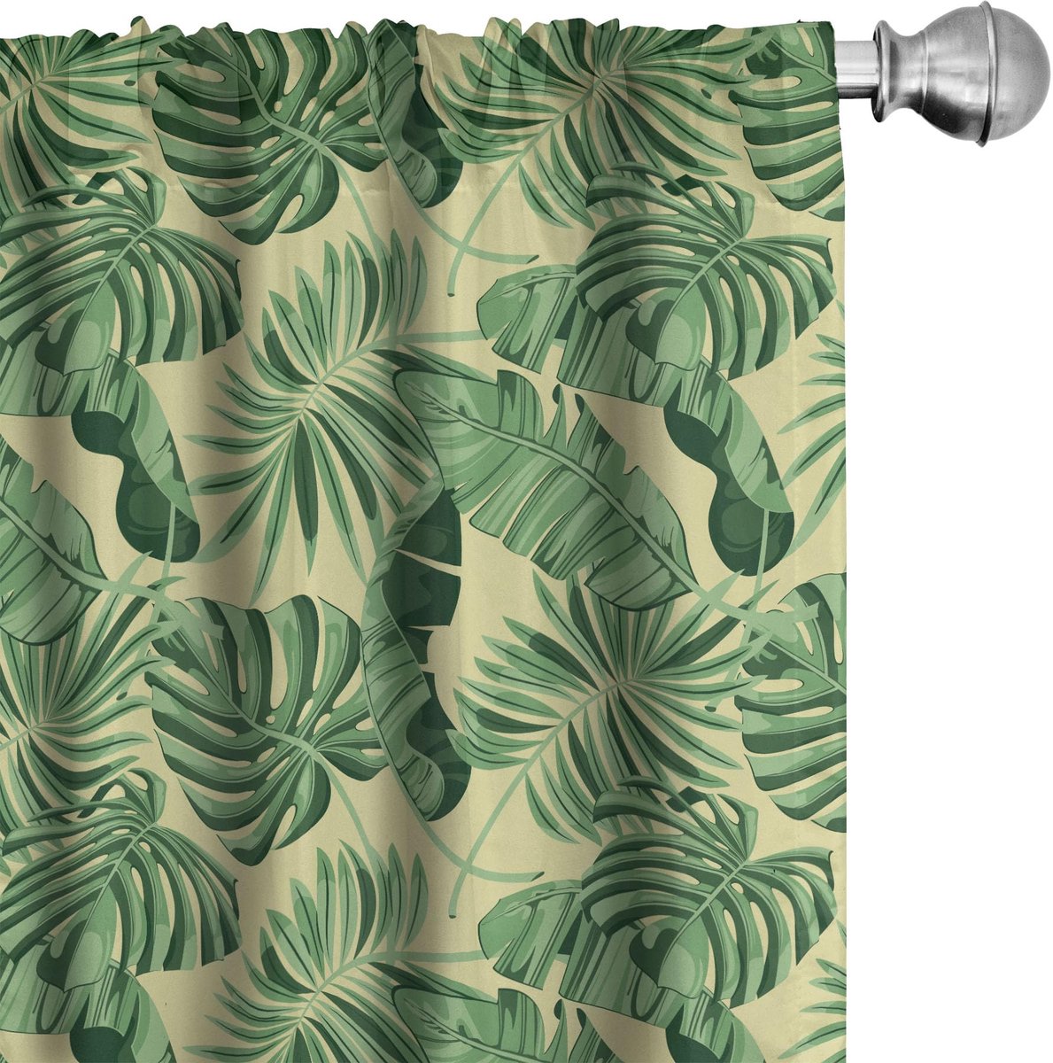 ABAKUHAUS Oerwoud Gordijnen – 2x75x245 cm – Microvezel – Eierschaal en Groen