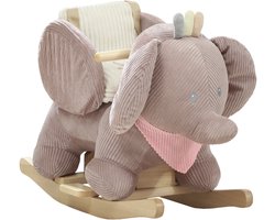 Aiyaplay Kids Rocking Horse-Populierenhout, Polyester-65L x 35B x 50H cm-Bruin