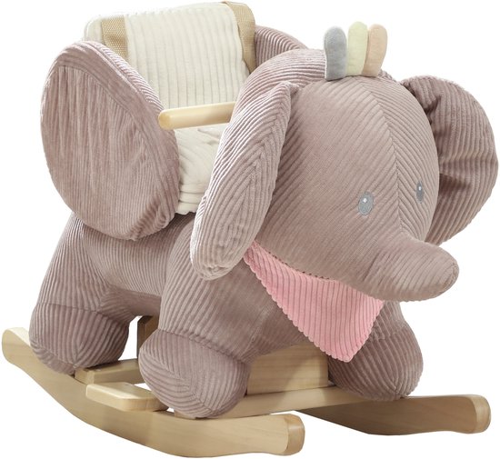 Aiyaplay Kids Rocking Horse-Populierenhout, Polyester-65L x 35B x 50H cm-Bruin