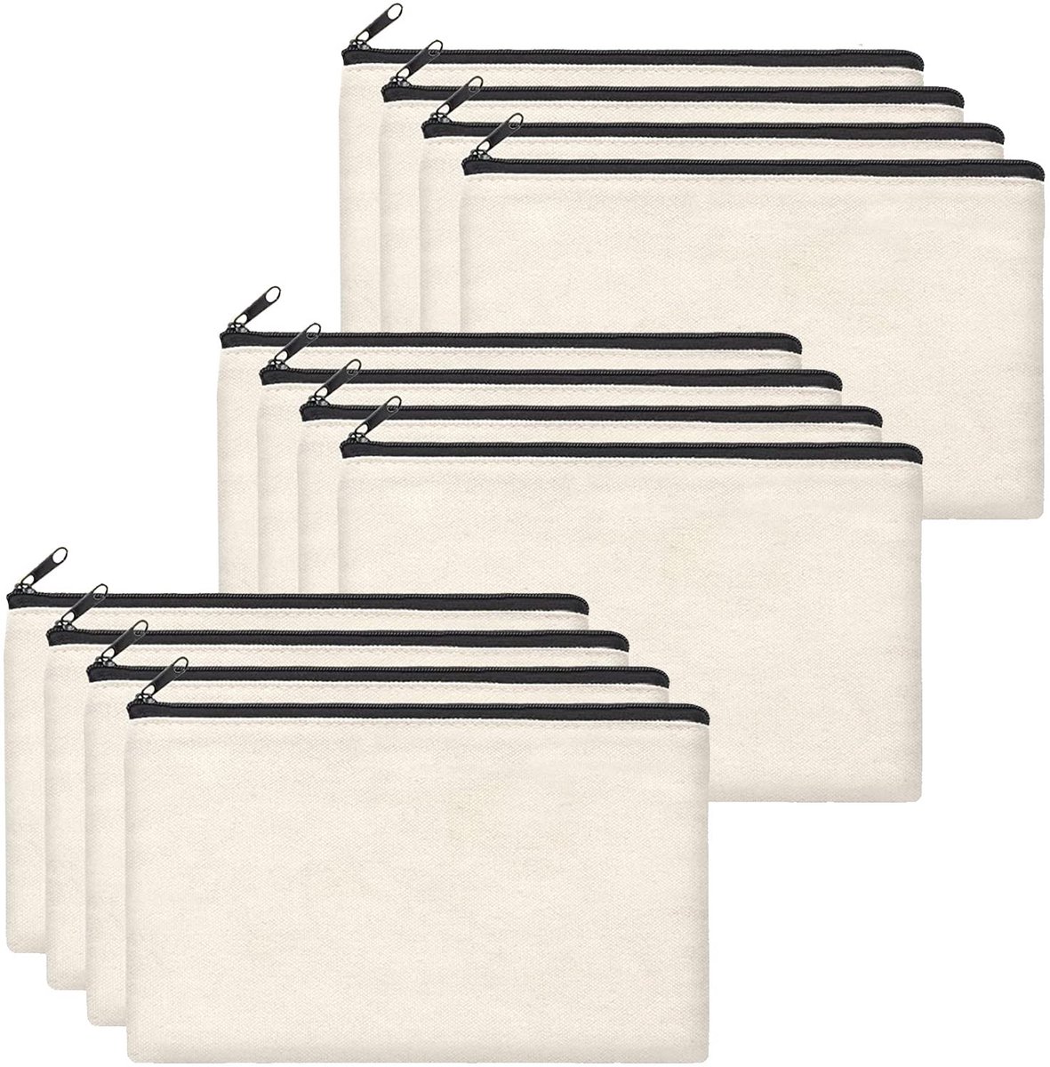 IMPERATORIS® Katoenen Tas - Draagtasje met Hengsels - Boodschappen voor Kinderen en Volwassenen - Stevige Kwaliteit - 12 Stuks - Naturel - 21 x 12 cm