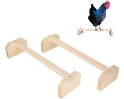 Houten zitstokken kippen - 2 stuks, grote vogelstandaard voor training en rust - geschikt voor kippen, coops en fokpapegaaien.