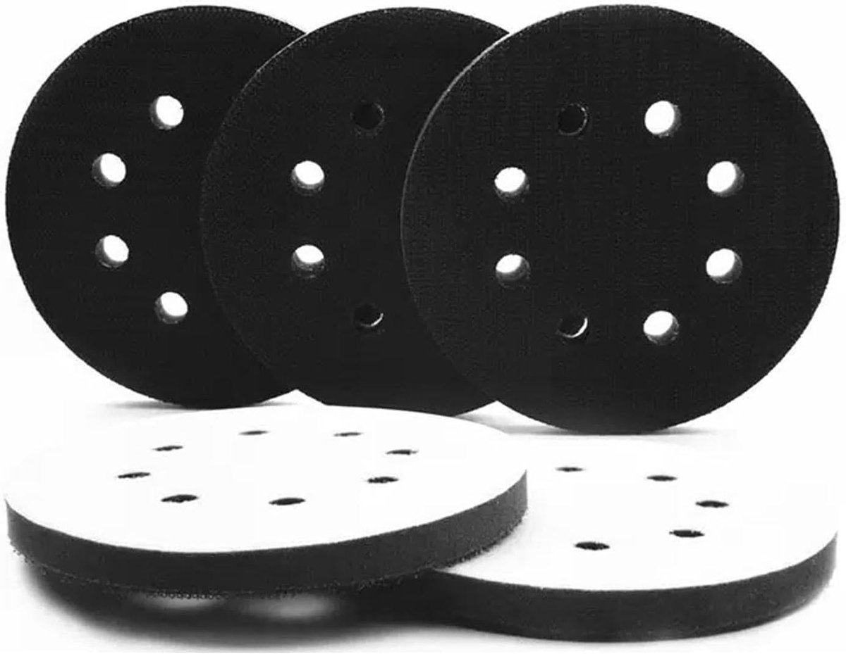 Cosensi - Schuurpads Set van 4 stuks 125 mm met 8 gaten, zacht voor schuurmachine met schokbestendigheid