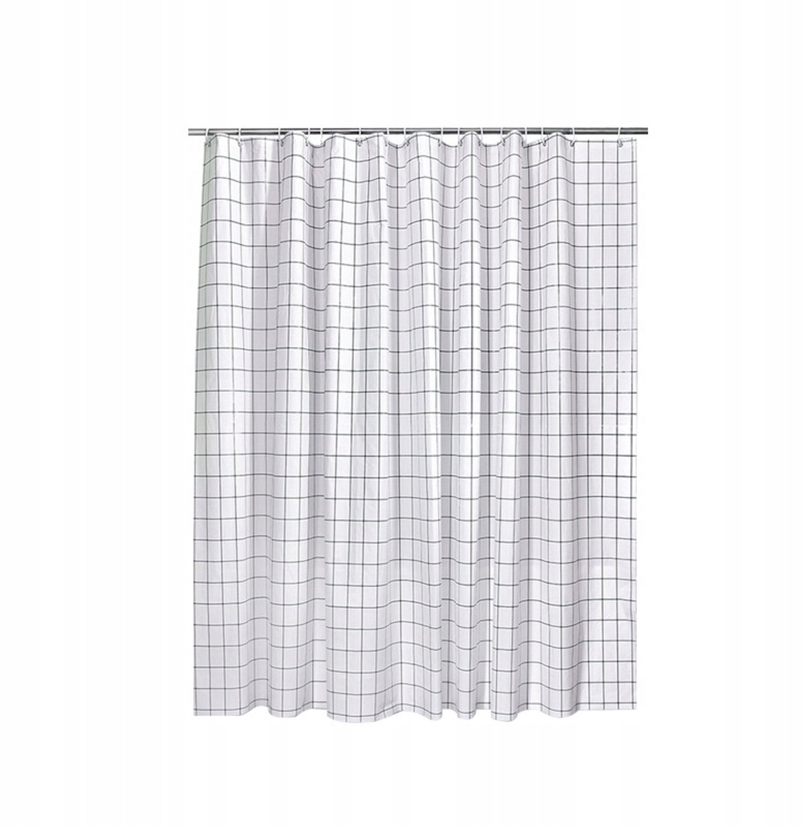 Douchegordijn 180x180cm Wit Ruitpatroon met Haken PEVA