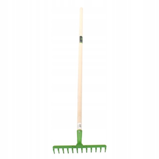 Metalen hark met 12 tanden XL, 130cm houten steel, voor gras en bladeren — afbeelding 2