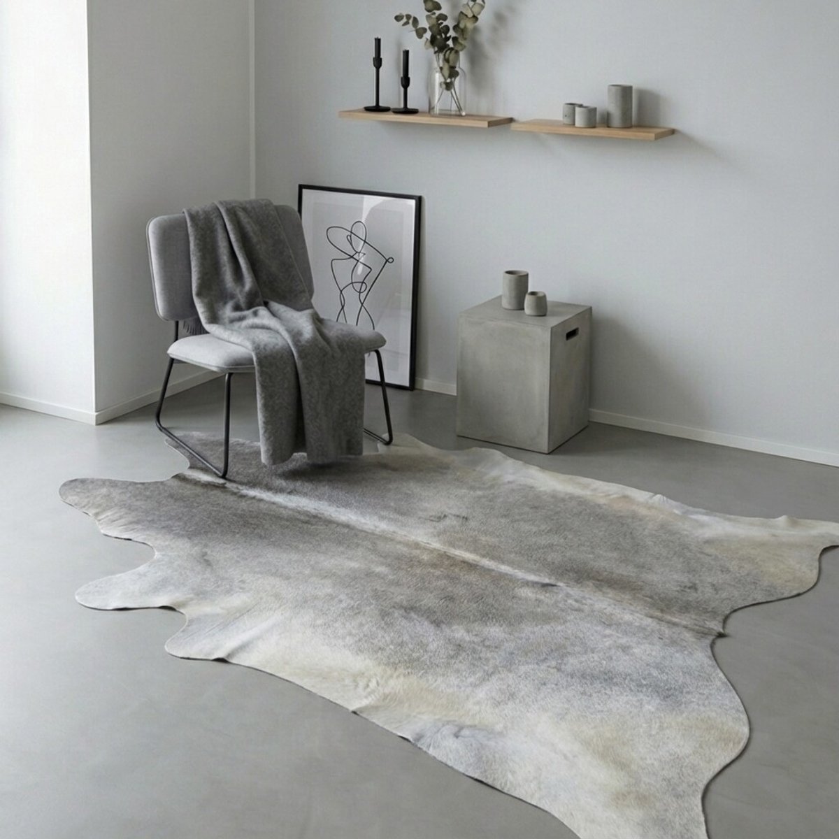 Koeienhuid Vloerkleed - Grijs / Taupe / 0176 - 219 x 201 cm - Koeienkleed / Koeienvel / Dierenvel / Dierenhuid / Koehuid Tapijt