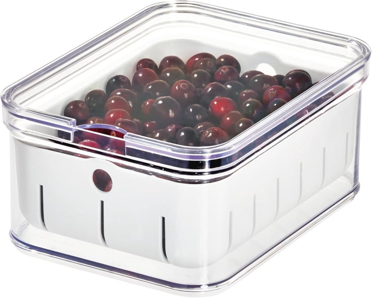 Kleine Opbergcontainer voor Keuken of Koelkast - Transparant Organisatiesysteem van BPA-vrij Kunststof (21 x 16 x 9,6 cm)