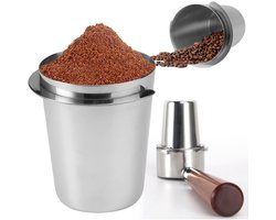 longziming -Koffiemaatbeker 51 mm – Roestvrijstalen Koffiepoederbeker voor Espressomachine – Met Handgrepen – Geschikt voor Thuis, Café en Theehuis