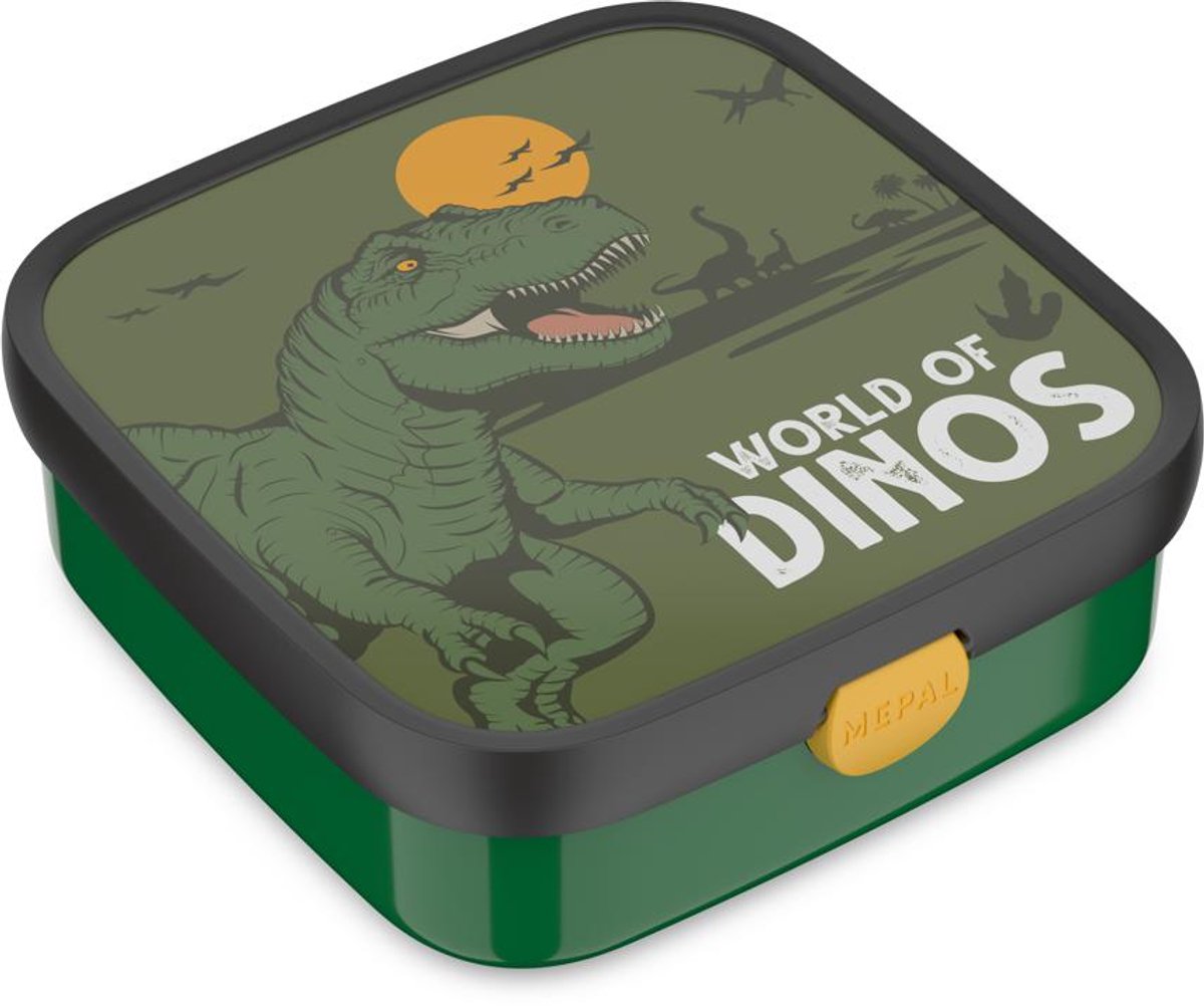 Mepal bento lunchbox groot Campus - 2x 200 + 1250 ml - Inclusief 2 uitneembare lekdichte bentobakjes & vorkje - Dino