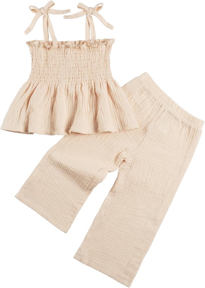 Zomerkleding Set Meisjes 2-Delig: Top met Bretels en Broek voor Baby en Peuter (6Mnd - 3 Jaar)