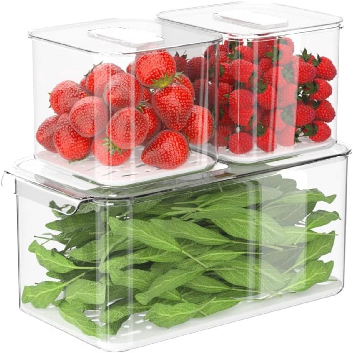 Stapelbare Voedsel Opslagcontainers voor Koelkast - Set van 3