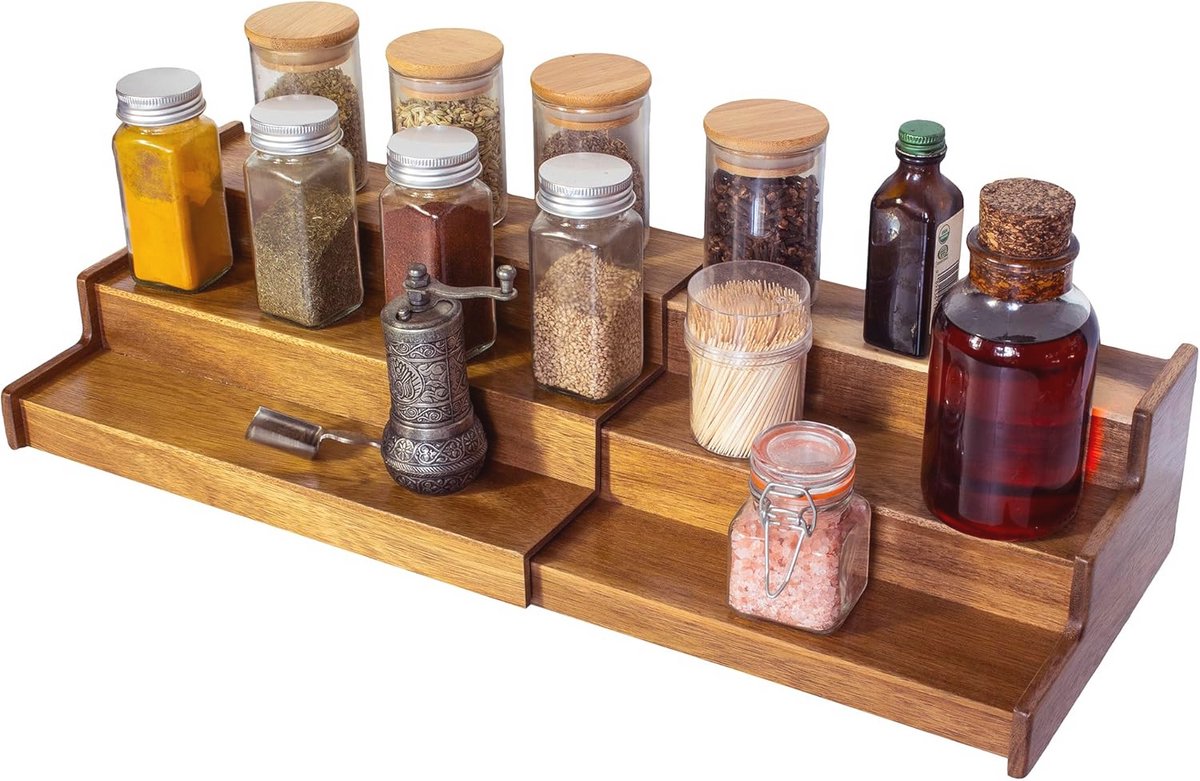 3 Laags Houten Kruidenrek voor Keuken - Spice Organizer voor Kast
