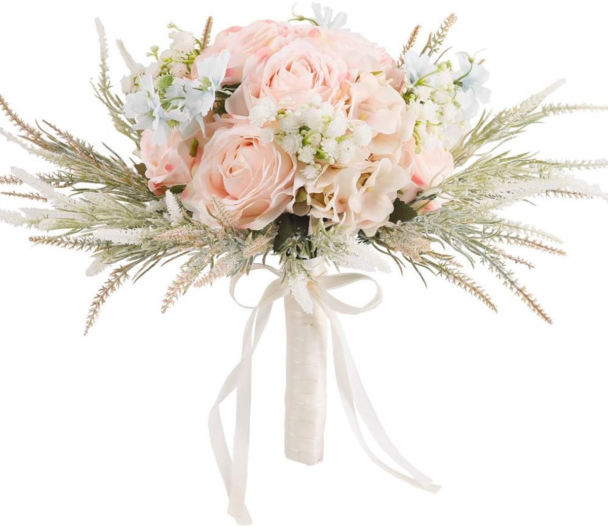 11,8 inch Kunstmatige Rozen Bloemen Bruidsboeket - Handgemaakt Romantisch Boeket voor Bruiloft