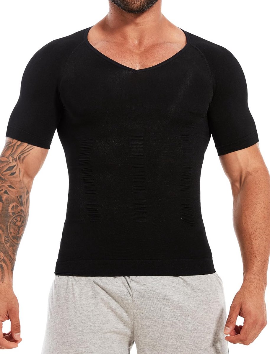 Strak Figuurvormend Compressieshirt voor Heren met Buikcontrole