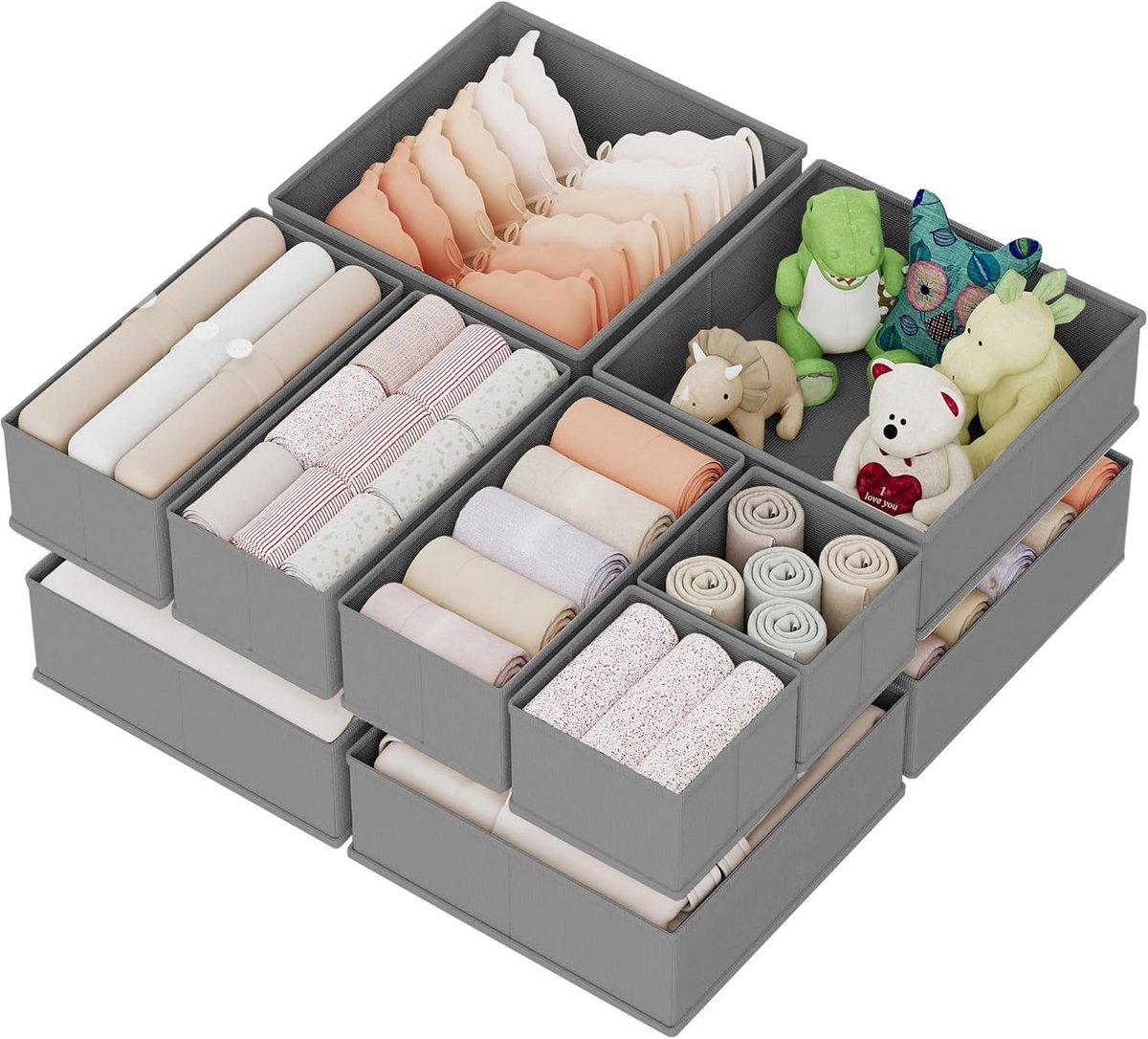 Lade-organizer Set (Grijs) - 10 Delige Keukenladesysteem voor Bestek en Keukengerei