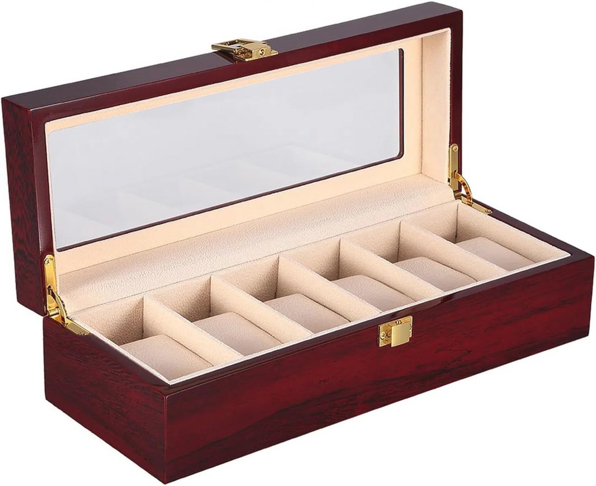 Houten Horloge Display Opbergdoos voor Sieraden en Accessoires