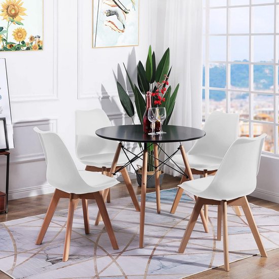Ronde eettafel, modern design met metalen onderstel, marmermotief MDF, zwart en goud (100x100x74cm Ronde eettafel, modern design met metalen onderstel, marmermotief MDF, zwart en goud (100x100x74cm