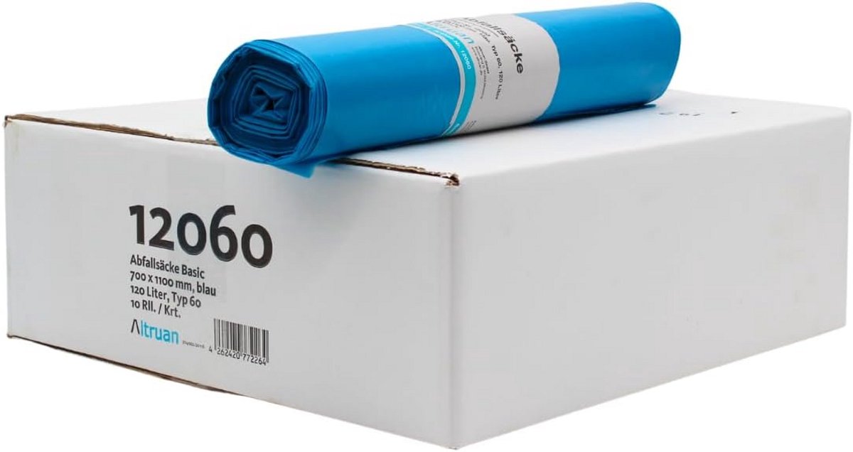 Vuilniszakken 120 Liter - Type 60 - Extra Sterk en Scheurbestendig - Blauw