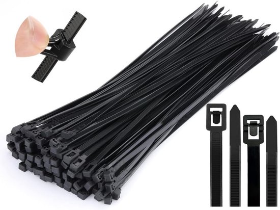 100 Stuks Herbruikbare Kabelbinders Zwart Nylon Kabelleidband UV