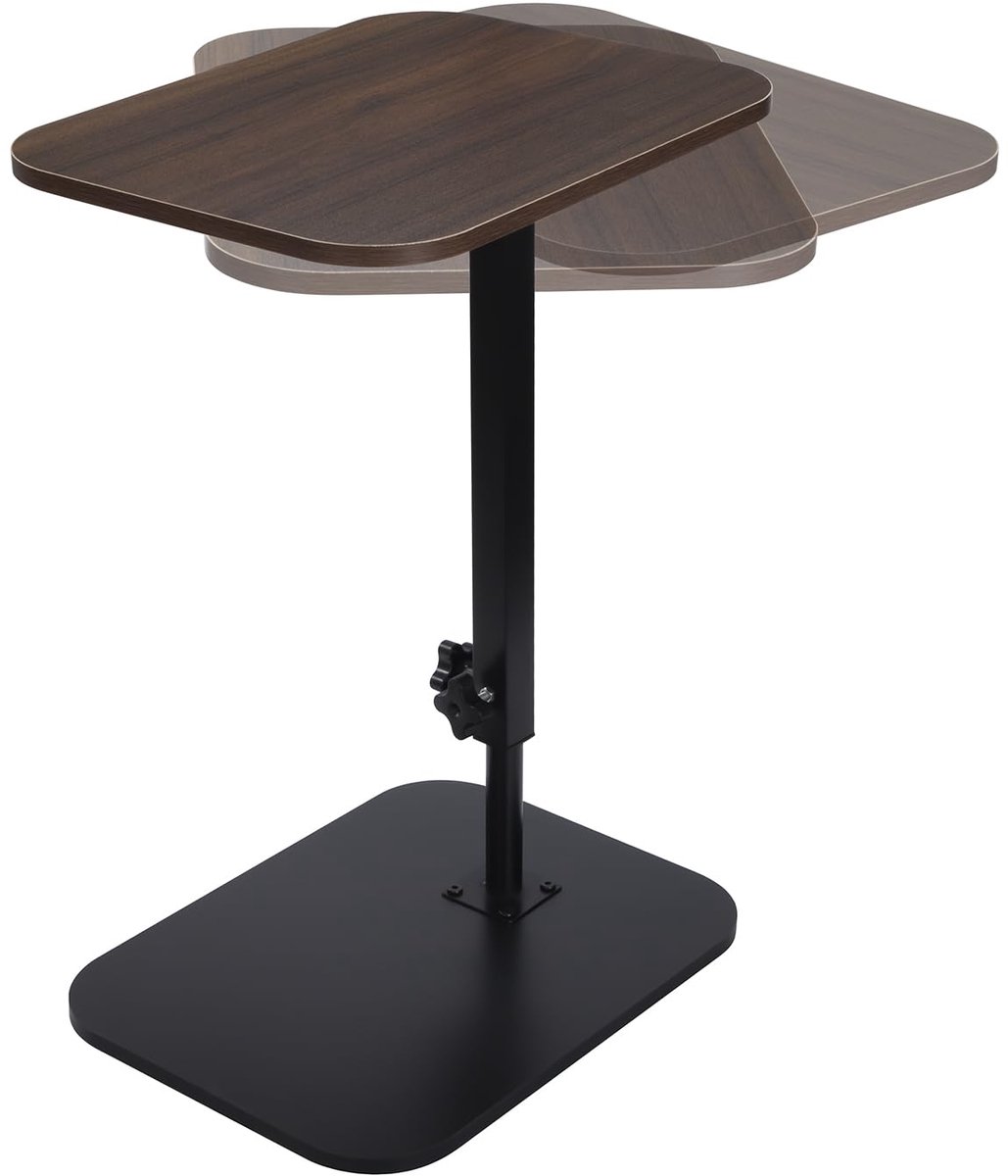 Unyqoos Verstelbare en multifunctionele houten bijzettafel met draaifunctie voor binnen en buiten bruin