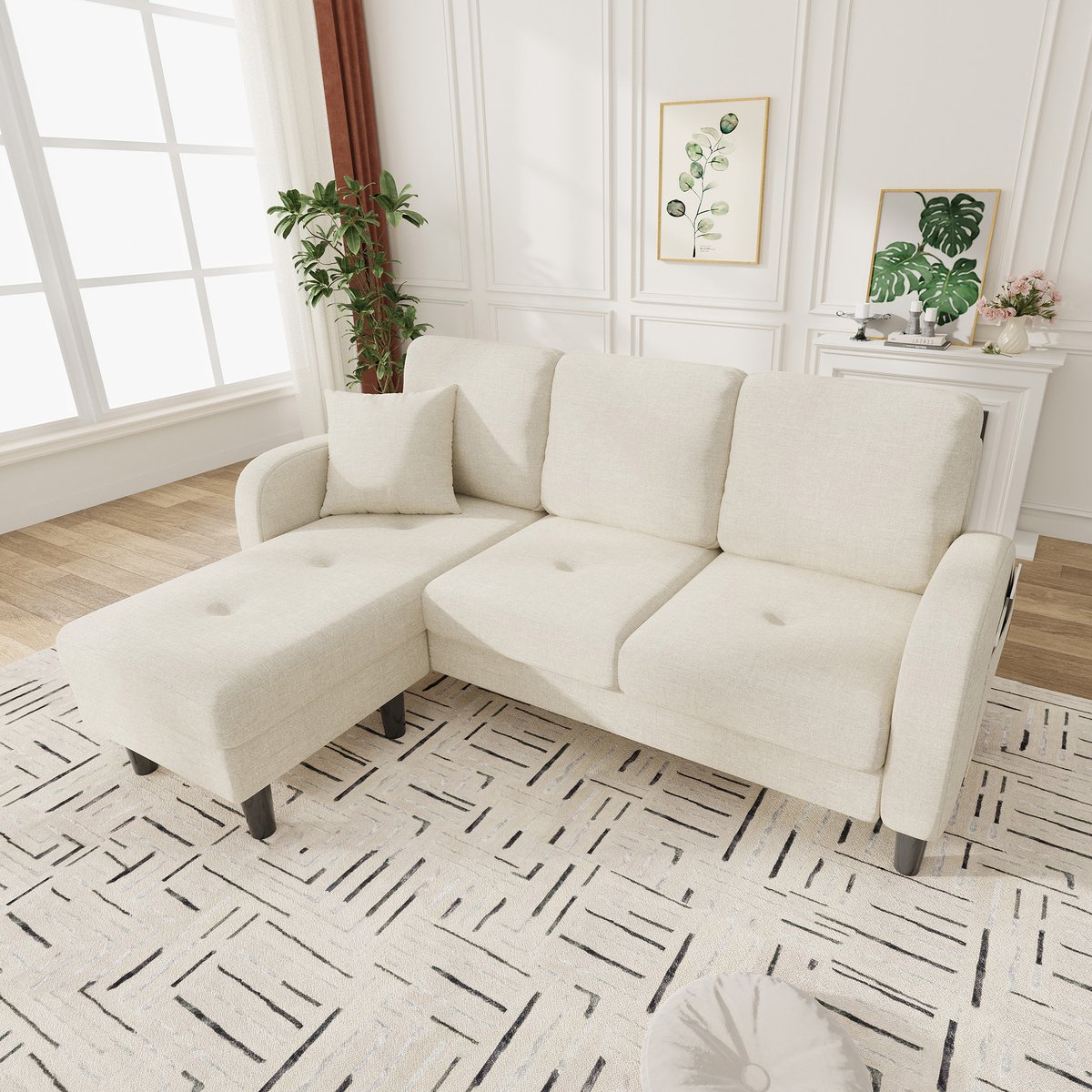 JÄTTEBO U-vormige Bank, 7-zits, Met Chaise Longue, Rechts Met Nekkussens Samsala Donker Geel Groen  1139884 Pe880535 S5