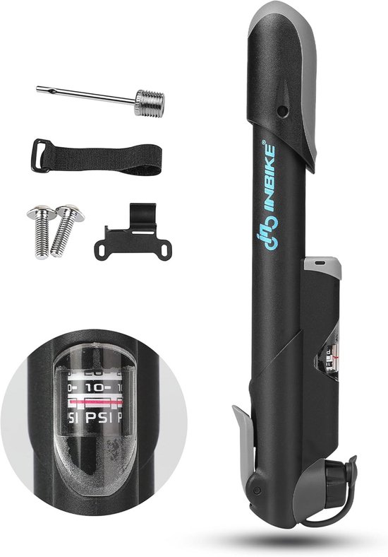 BV Mini fietspomp, draagbare framepomp, 120PSI hoge druk, slim ventiel past op Presta & Schrader