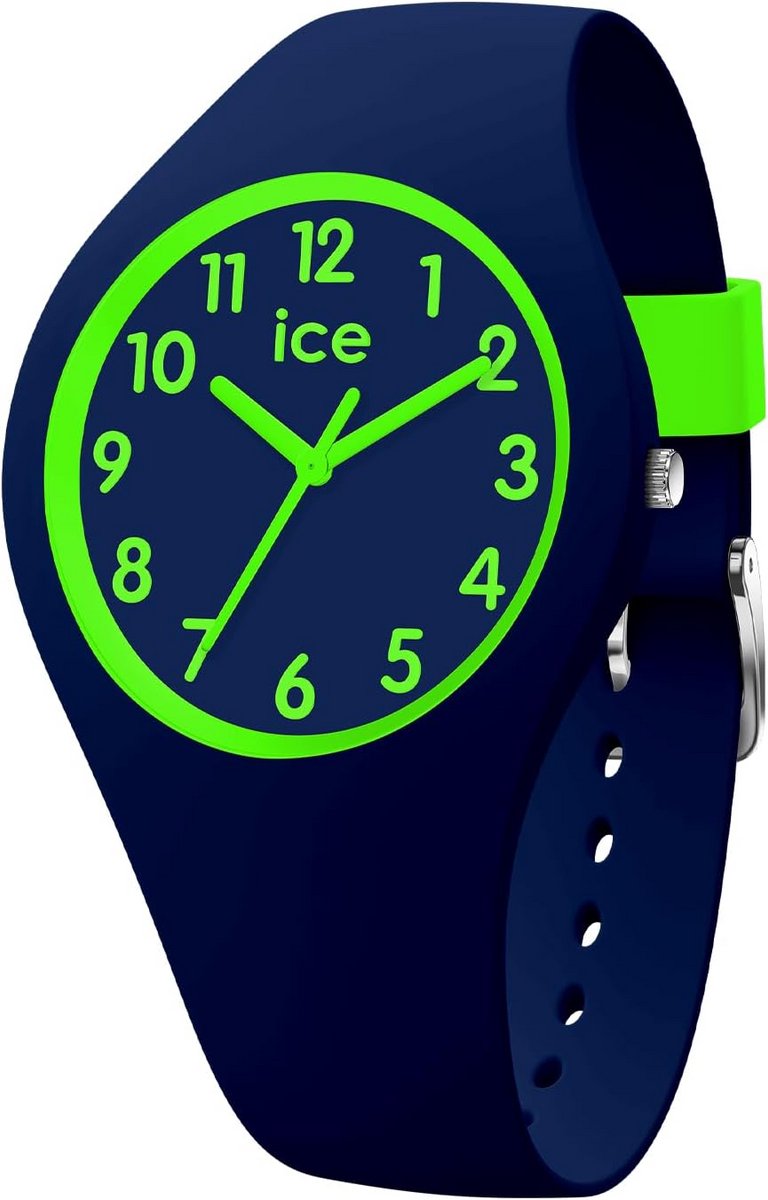 Stoer Kinderhorloge Blauw met Groene Dino Details - Flexibele Siliconen Band