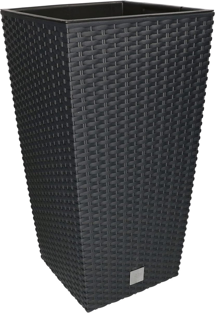 Bloempot 265 x 265 x 500 mm - Rotandesign - Vierkant - Antraciet met Binnenpot