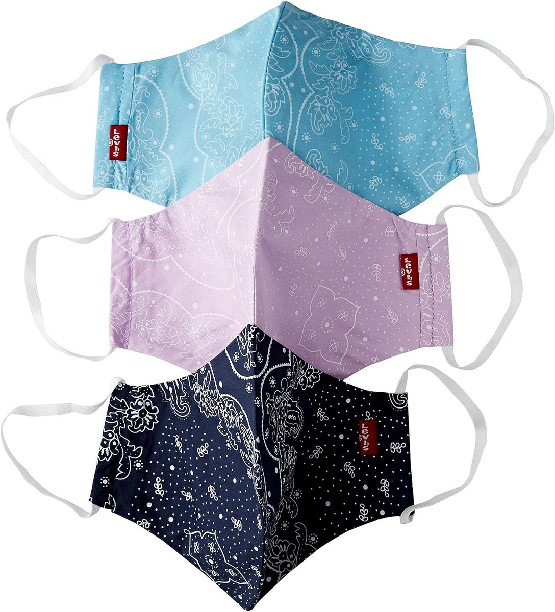 3 Stuks Herbruikbare Bandana Mondkapjes Unisex Volwassenen - Blauw, Paars, Topaas