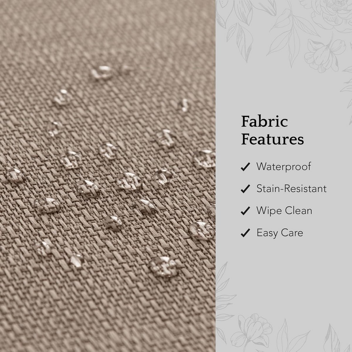 Tafelkleed rond 228,6 cm water- en vlekbestendig effen textuur taupe
