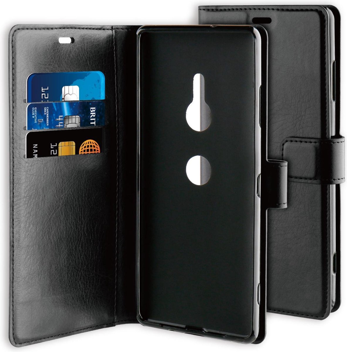 BeHello Xperia XZ3 Hoesje - Gel Wallet Case Met Ruimte Voor 3 Pasjes Zwart