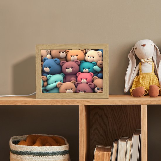 Nachtlampje 20x15 cm - Kinder lampje - Knuffelbeer - Knuffel - Roze - Blauw - Bruin - Kind - Tafellamp kinderkamer - Slaapkamer lamp - Bedlamp kinderen - Kinderlampje stopcontact - Wandlamp babykamer - Nachtlampjes van Merkloos — afbeelding 3